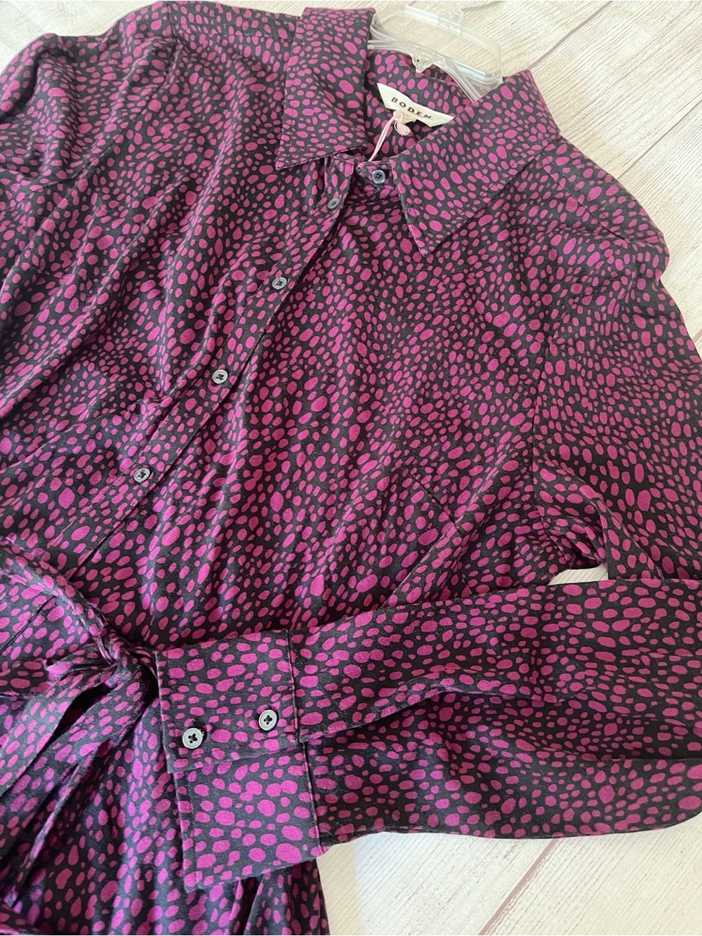 Boden berry/black Jessie jersey shirt dress, sz 16/18. - Picture 5 of 11